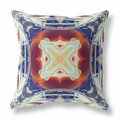 Homeroots 28 in. Indigo & White Geo Tribal Indoor & Outdoor Throw Pillow Multi Color 411703